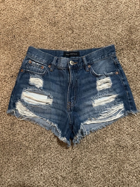 Aeropostale Pants - Aeropostale Ripped High-Waist Denim Shorts in Blue